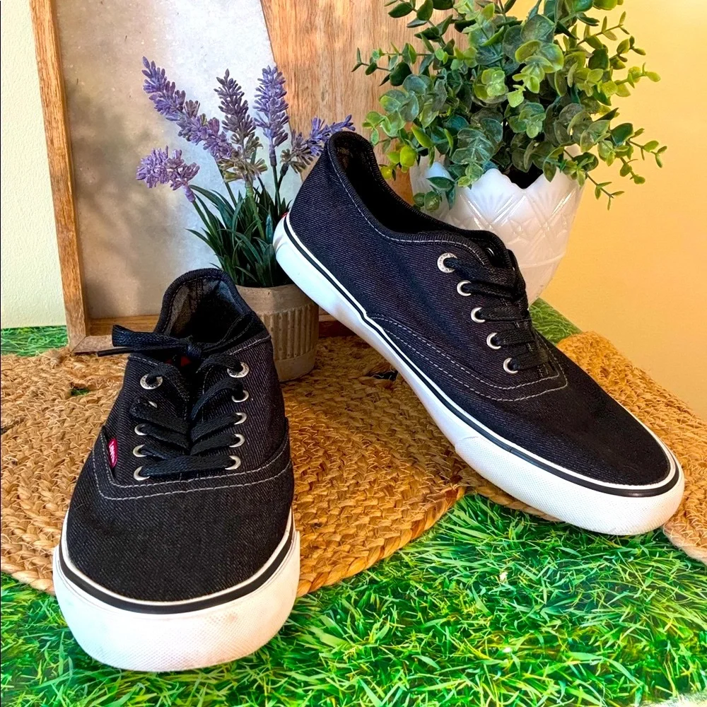 Levi's Black Canvas Sneakers with White Soles